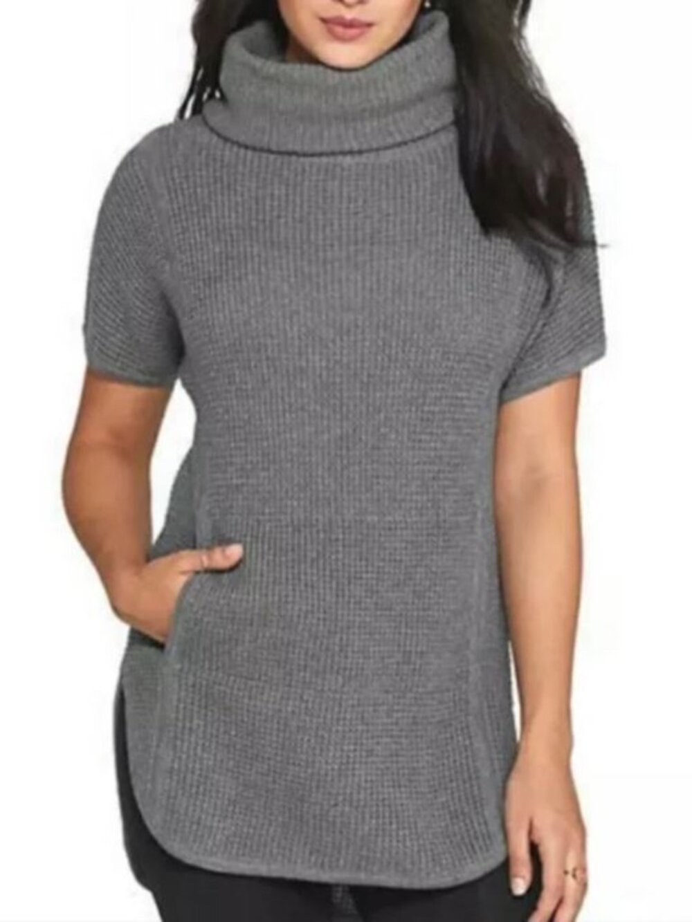 UGG Gray Cowl Neck Shelby Sweater Short Sleeve Size Medium EUC